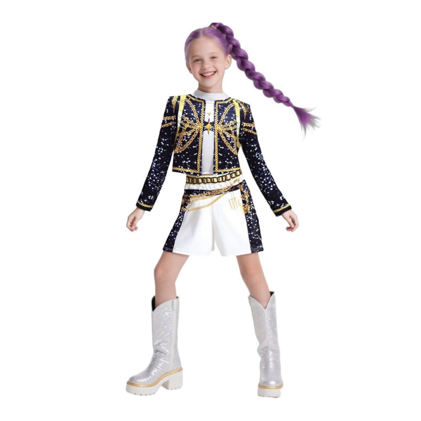 KAWELL Girls Pop Singer Costumes 3-14 Years, Toddler Halloween Cosplay Costume Kids Dance Stage Outfit Set