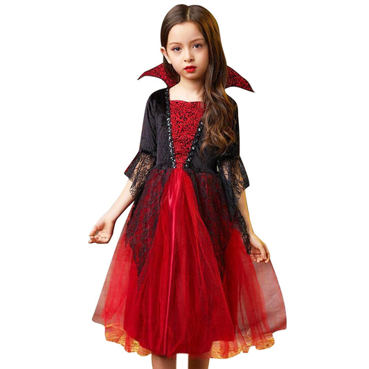 KAWELL Girls Vampire Costume, Princess Masquerade Party for Halloween Party