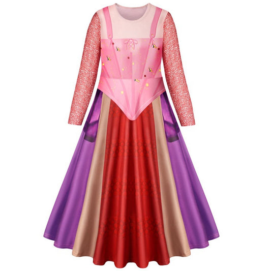 KAWELL Halloween Girls Witch Winifred Dress Up Carnival Party Sarah Mary Sanderson Sisters Witch Cosplay Costume