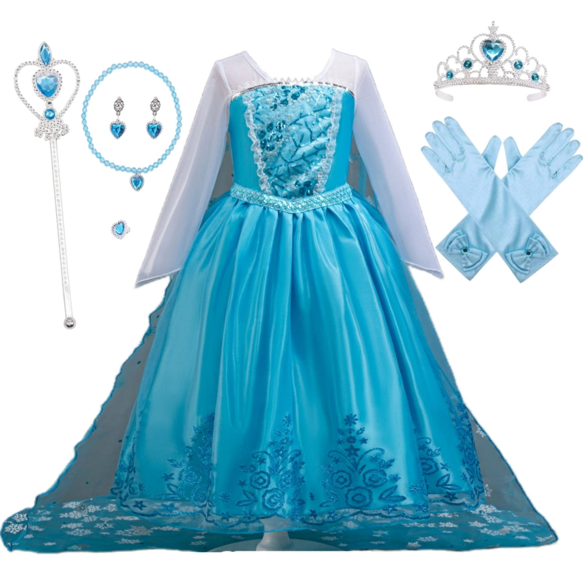 LOEL Girls Princess Dress Christmas Birthday Party Dress up for Toddler Long Sleeve Sequin Blue Fancy Outfit