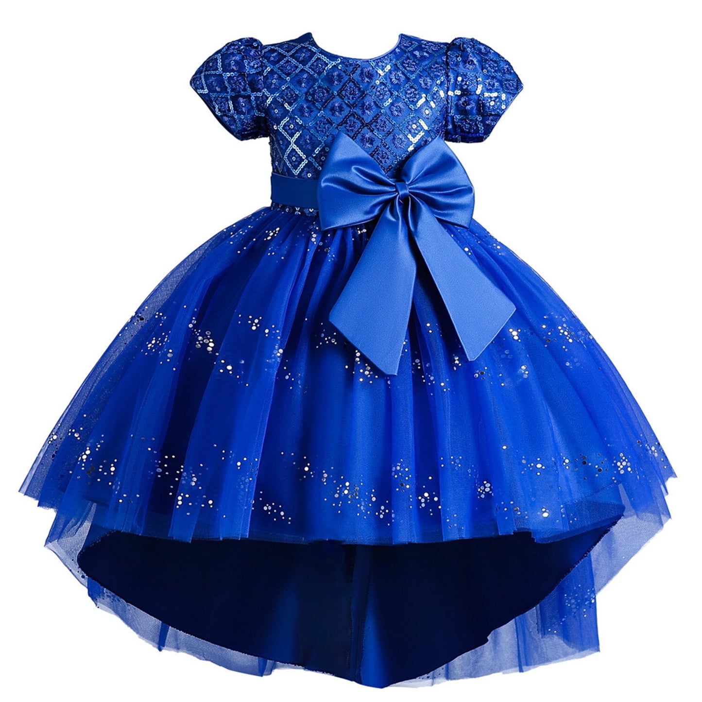 Phenas Flower Girl Lace Bridesmaid Dress High-Low Kids Wedding Party Birthday Sequin Tulle Dresses
