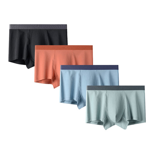 Phenas Mens Trunks Underwear Cotton Boxer Briefs Short Leg Comfortable Underpants 4 Pack