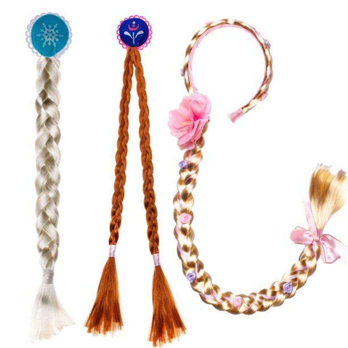 Phenas Arabian Princess Wig for Girls Jasmine Braid with Princess Tiara Princess Dress Up Costume Cosplay Halloween Accessories for Kids