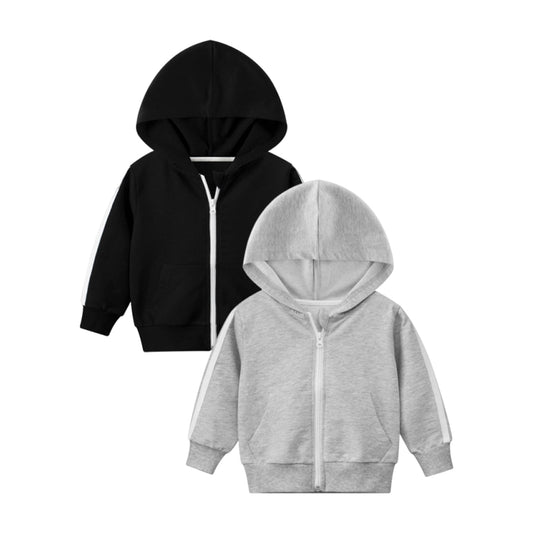 LOEL Toddler Boy 2 Pack Zip Up Hoodie with Long Sleeves,Size 2-7T