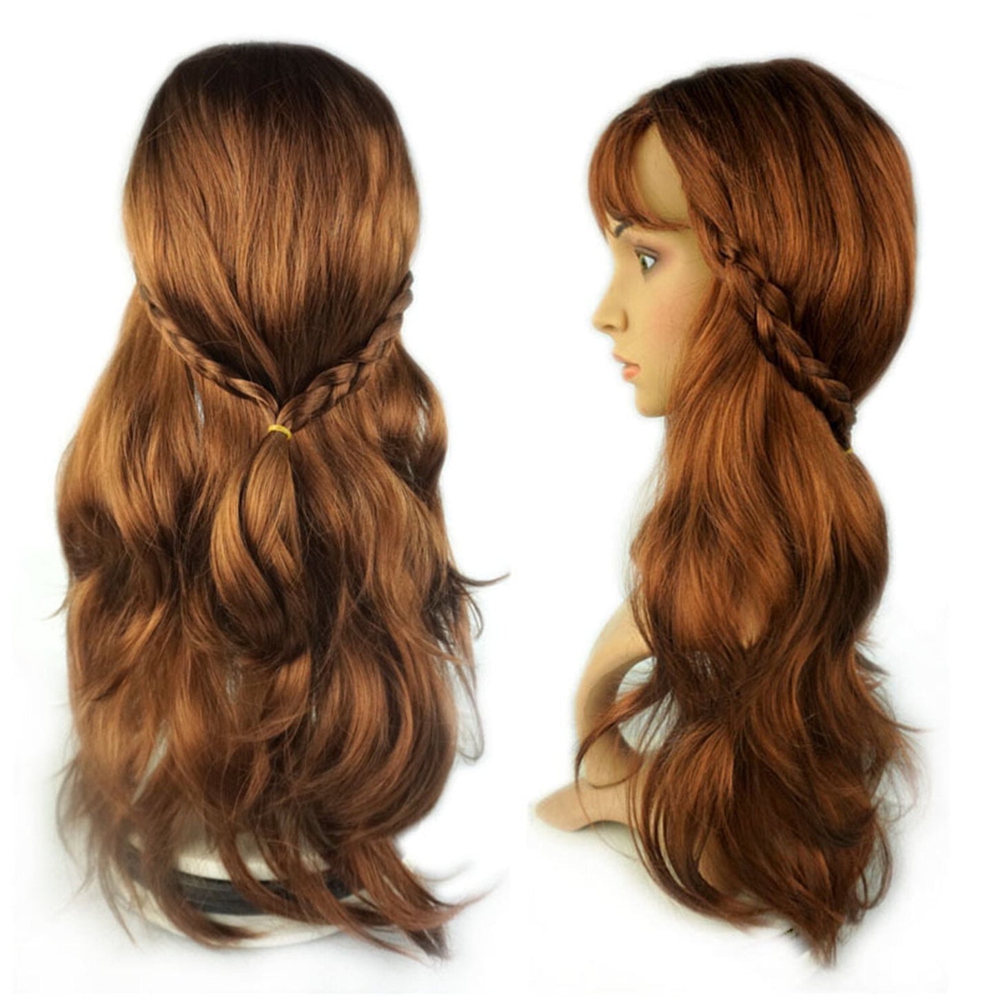 Phenas Arabian Princess Wig for Girls Jasmine Braid with Princess Tiara Princess Dress Up Costume Cosplay Halloween Accessories for Kids