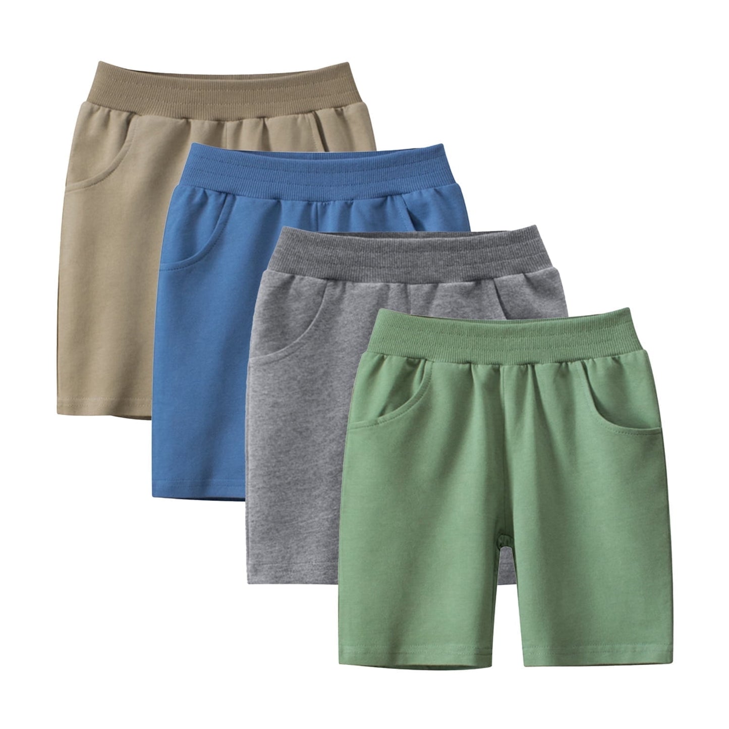 Toddler Boys 4 Pack Cotton Sport Jogger Shorts,Kids Summer Solid Active Short Pants with Pocket