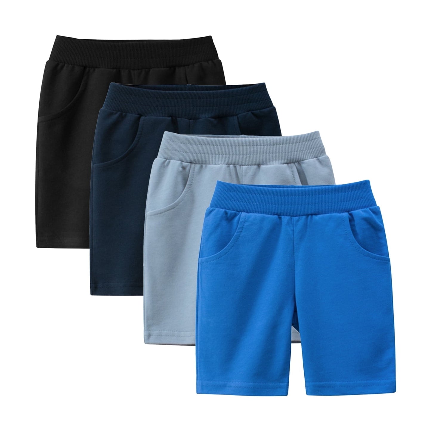 Toddler Boys 4 Pack Cotton Sport Jogger Shorts,Kids Summer Solid Active Short Pants with Pocket