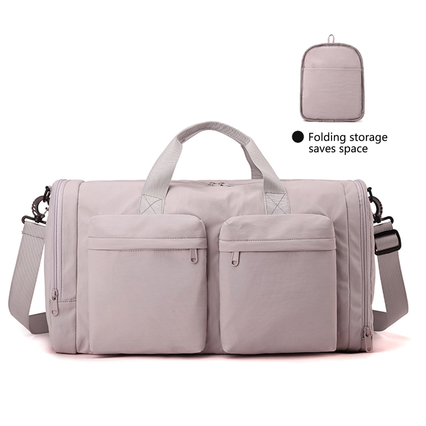 URSOFINE Duffle Bag with Shoes Compartment, Foldable Travel Duffel Bags for Men Women, Packable Travel Bag Waterproof Overnight Weekender Bags with Trolley Sleeve