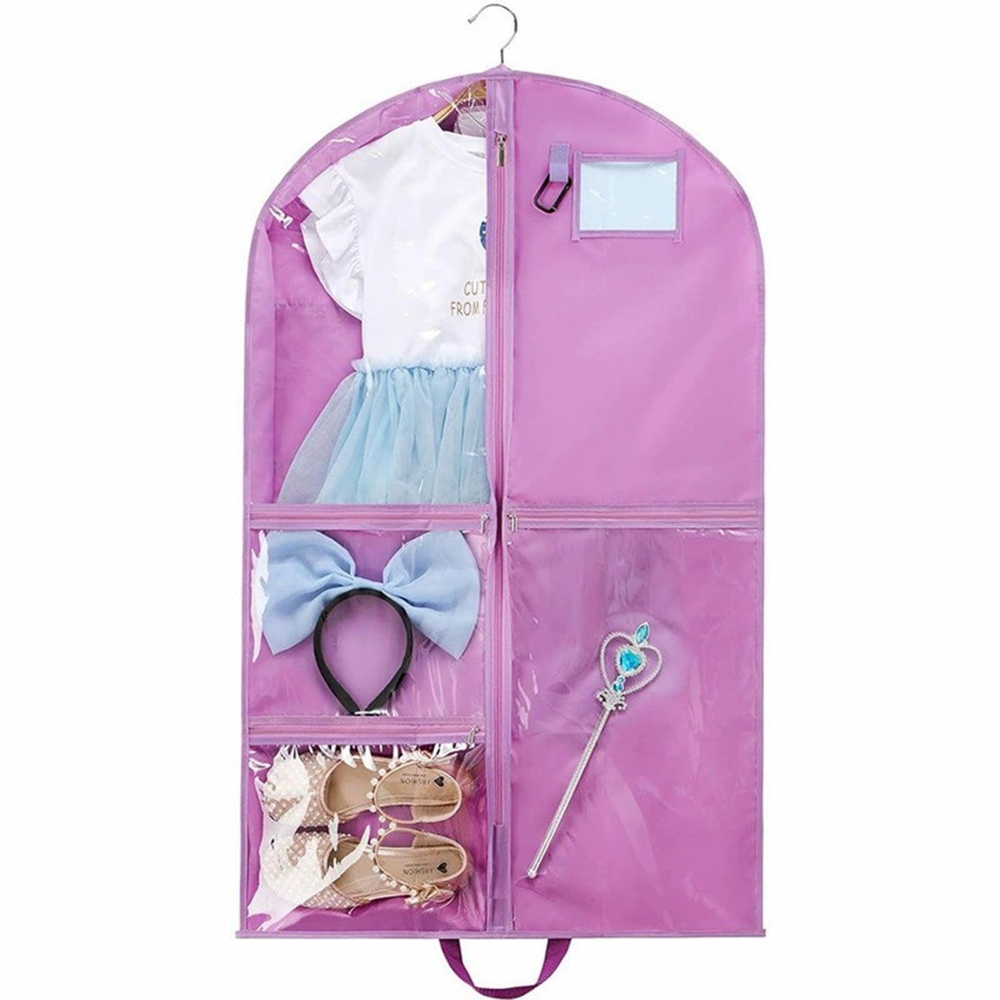 URSOFINE Waterproof Hanging Garment Bag 40 inch Clothes Bag with Gusset, 5 Pockets Side Zip for Dance Costumes Sports Skating Theatre Pageants Cheer Cosplay
