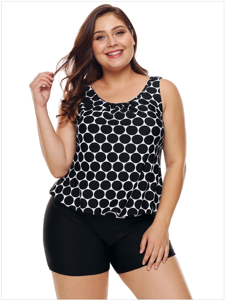 Women's Plus Size Swimwear Tankini Swimdress Two Piece Bathing Suit Tummy Control Swimsuit,Light Blue