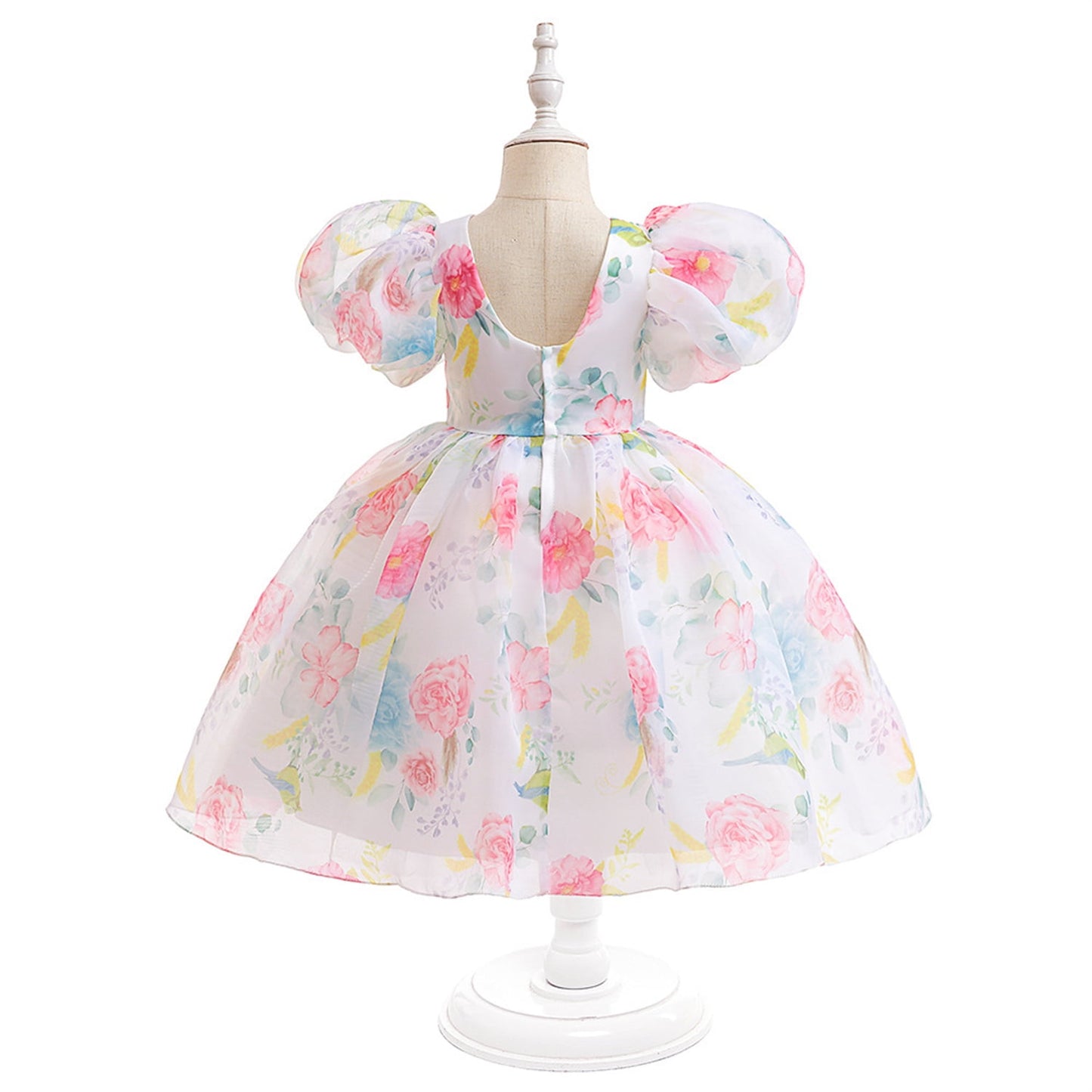 KAWELL Easter Dress for Girls Puff Sleeve Floral Dress Wedding Pageant Party Ball Gown Dresses