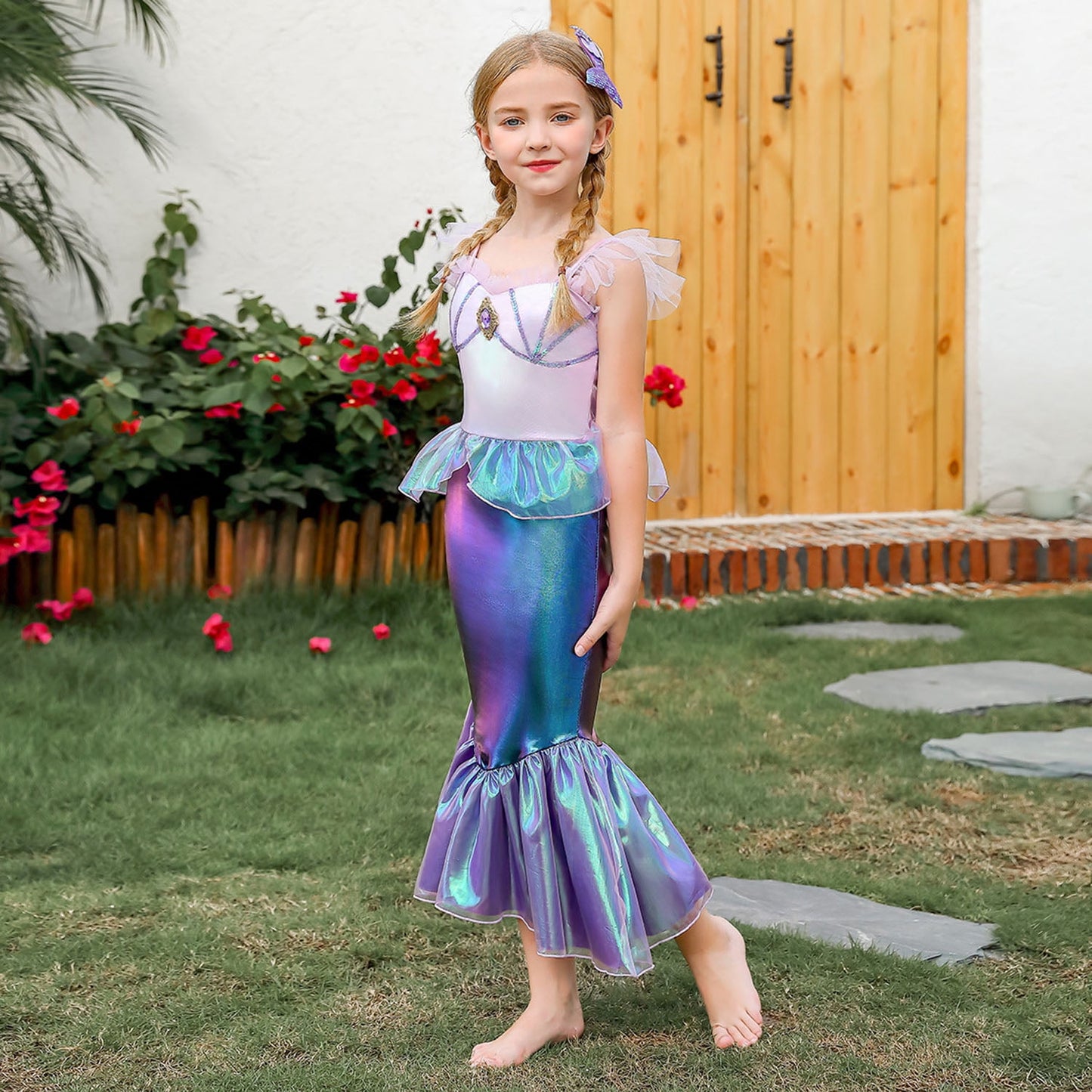 HAWEE Mermaid Dress for Girls - Mermaid Fancy Costume Halloween Princess Dresses for Girls 3-10 Birthday Gift