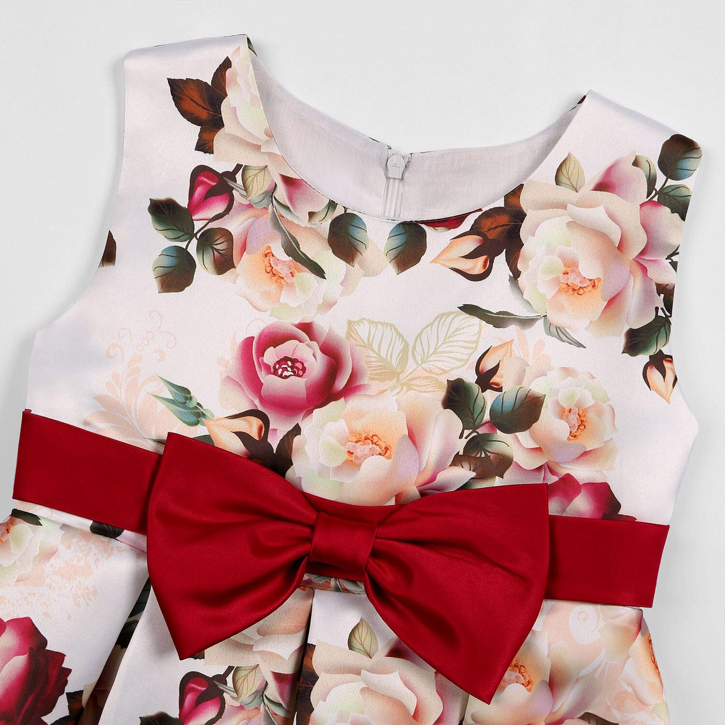 LOEL Big Girls Flower Dress with Bow Design Bridesmaid Wedding Party Dress Birthday Dress Evening Ball, 4-14T