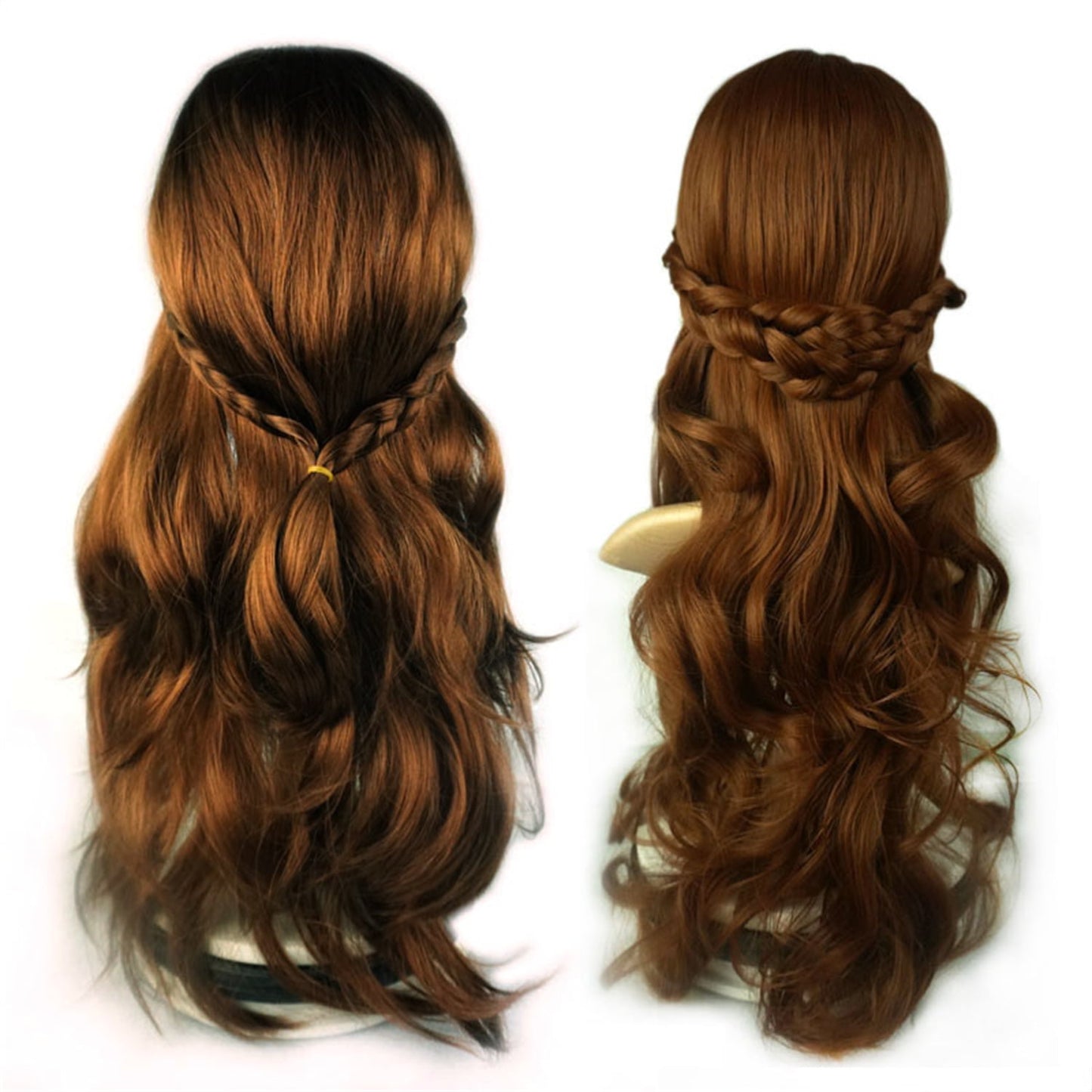 Phenas Arabian Princess Wig for Girls Jasmine Braid with Princess Tiara Princess Dress Up Costume Cosplay Halloween Accessories for Kids