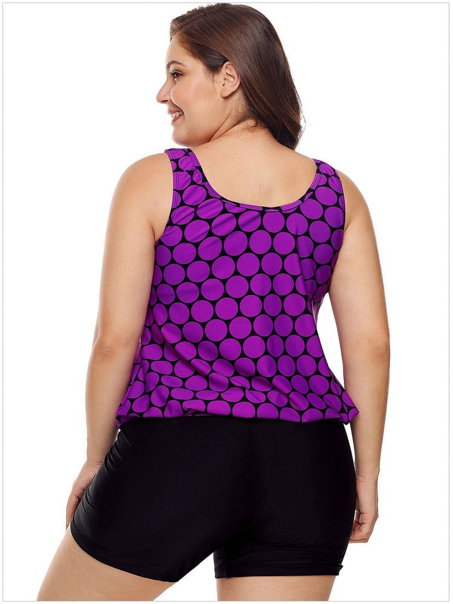 Women's Plus Size Swimwear Tankini Swimdress Two Piece Bathing Suit Tummy Control Swimsuit,Light Blue