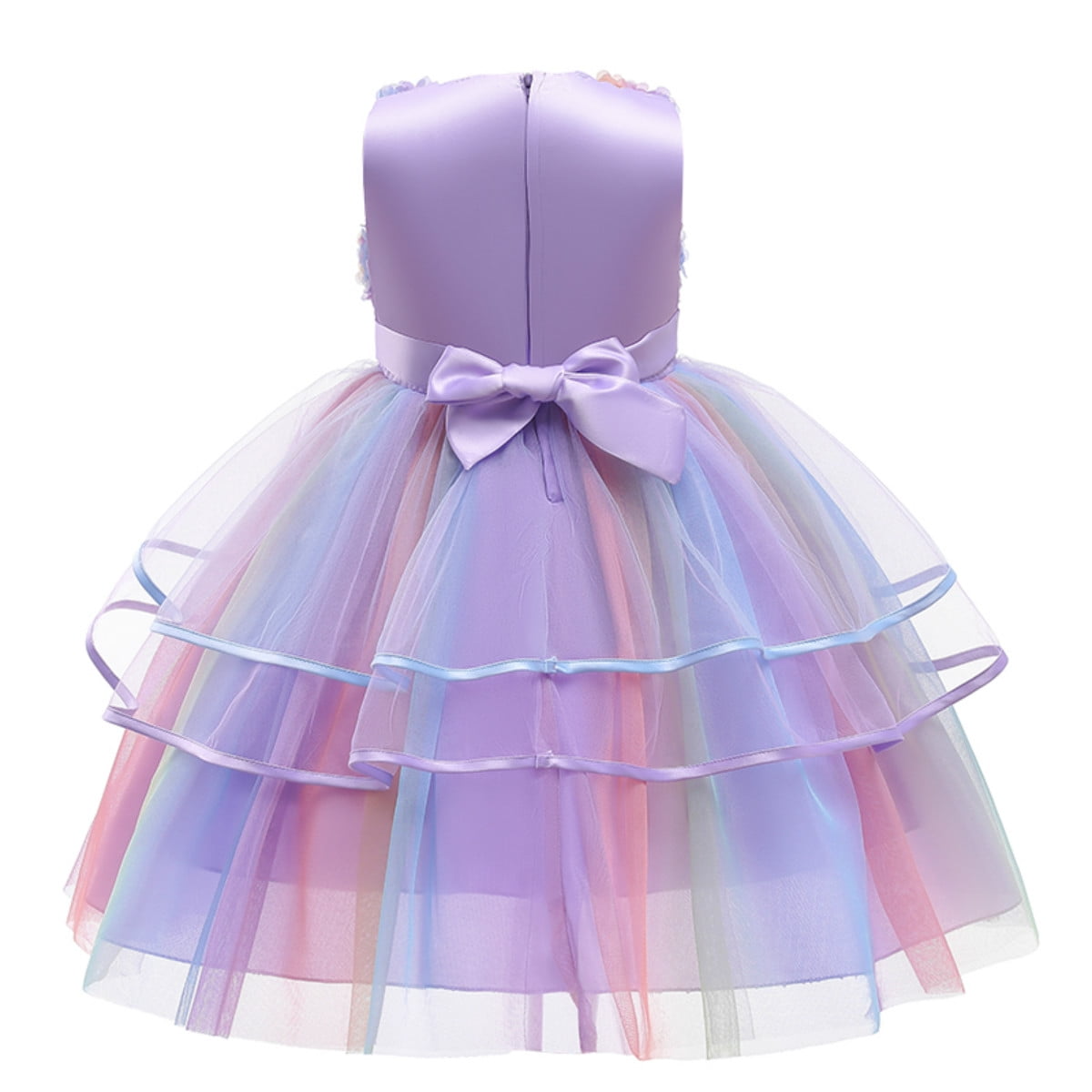 LOEL Kids Flower Dresses For Baby Girls Elegant Wedding Princess Dress Ceremony Party Rainbow Tutu Ball Gown