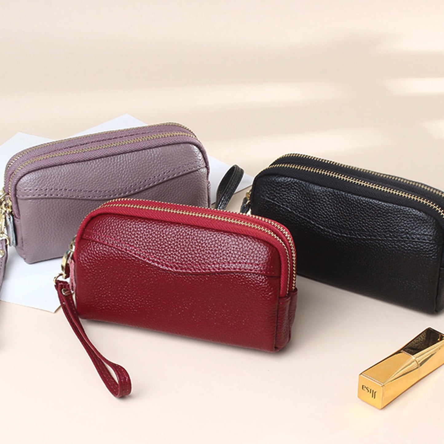 HAWEE Cellphone Wallet for Women Genuine Leather Clutch Purse Large Capacity Double Zipper Wristlet Wallet for Ladies
