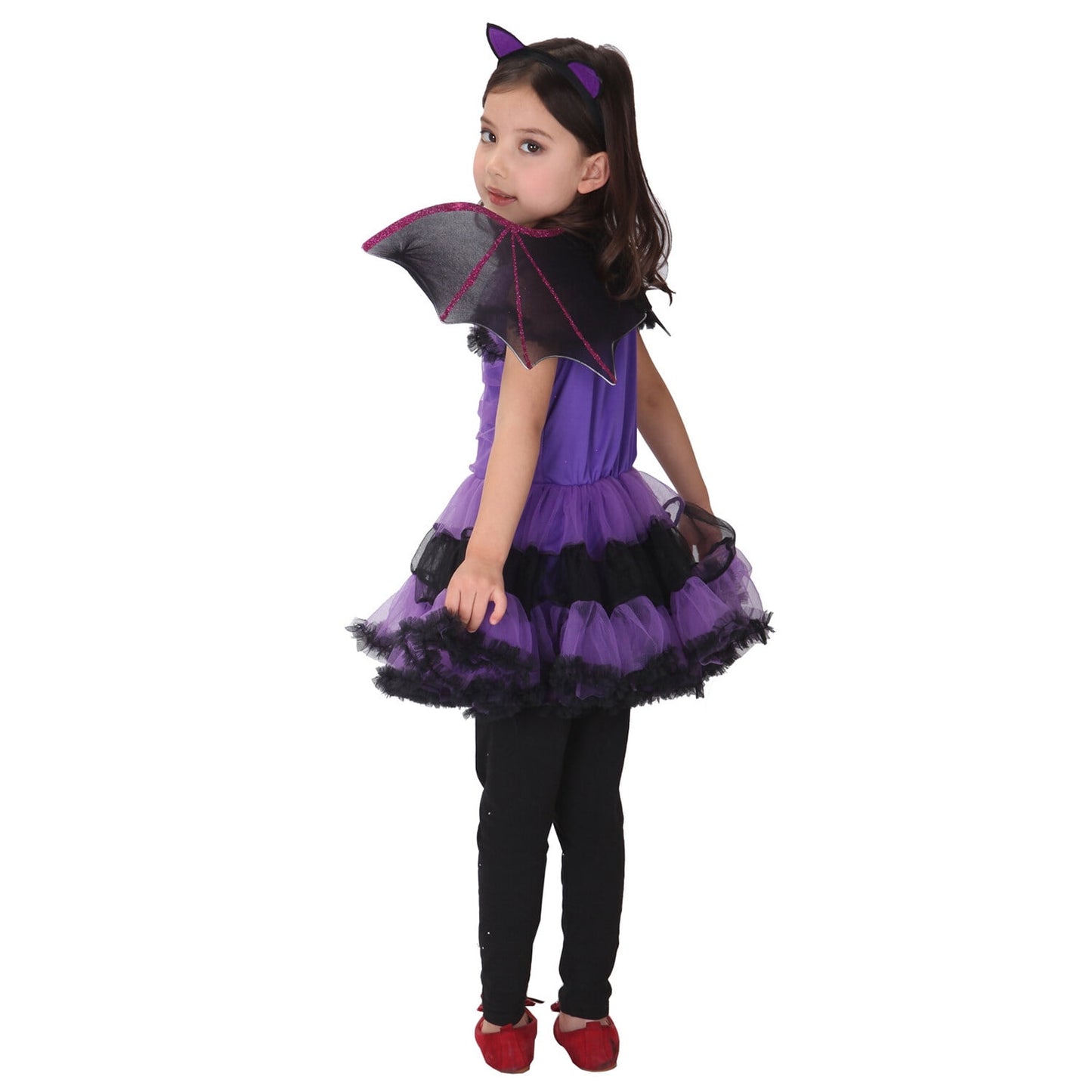 Phenas Girls Bat Vampire Costume Kids Halloween Clothes Animal Cosplay Purple Dress