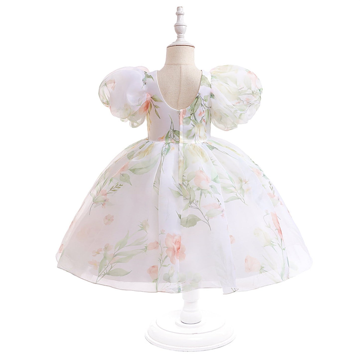 KAWELL Easter Dress for Girls Puff Sleeve Floral Dress Wedding Pageant Party Ball Gown Dresses