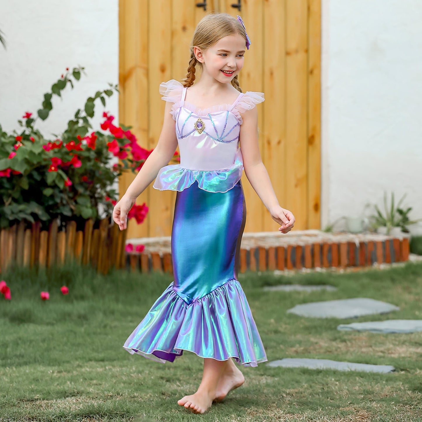 HAWEE Mermaid Dress for Girls - Mermaid Fancy Costume Halloween Princess Dresses for Girls 3-10 Birthday Gift