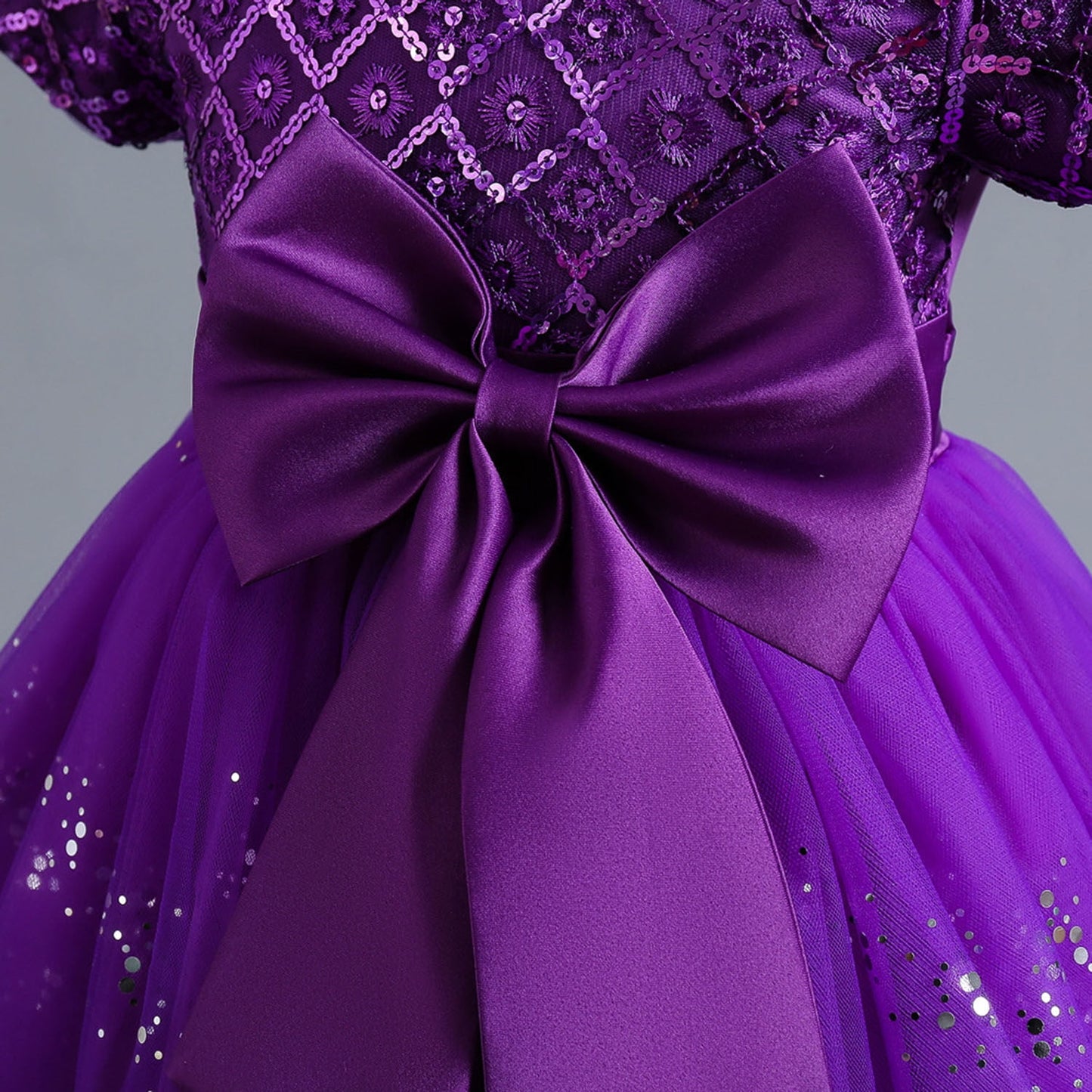 Phenas Flower Girl Lace Bridesmaid Dress High-Low Kids Wedding Party Birthday Sequin Tulle Dresses