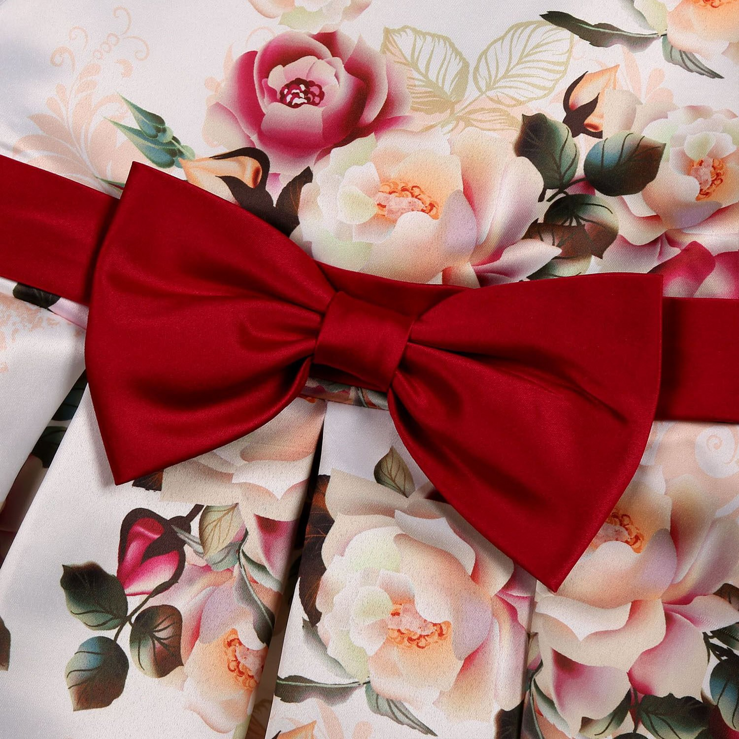 LOEL Big Girls Flower Dress with Bow Design Bridesmaid Wedding Party Dress Birthday Dress Evening Ball, 4-14T