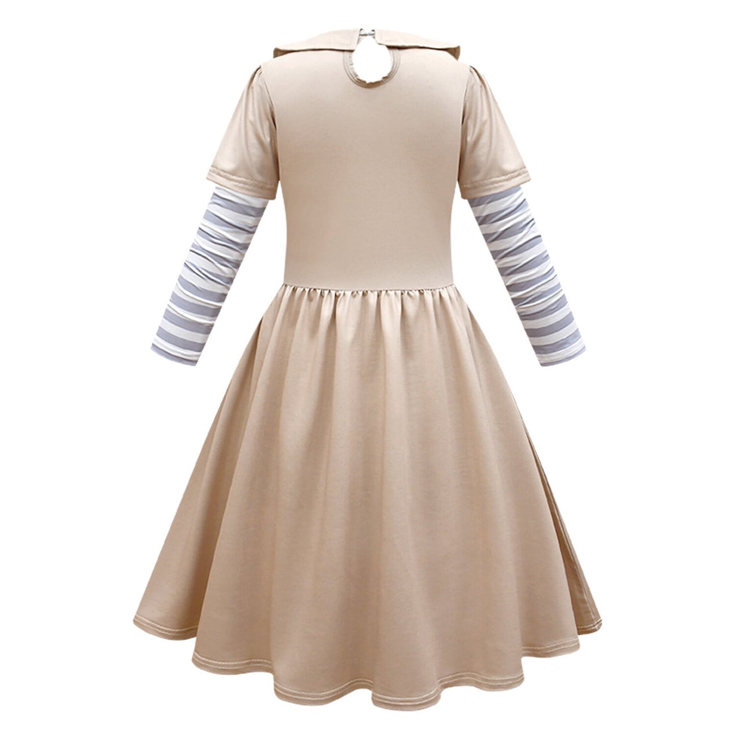 KAWELL Khaki Costume for Girls Fancy Costumes Uniform Dress Halloween Outfit With Bow Sleeves Bag and Wigs