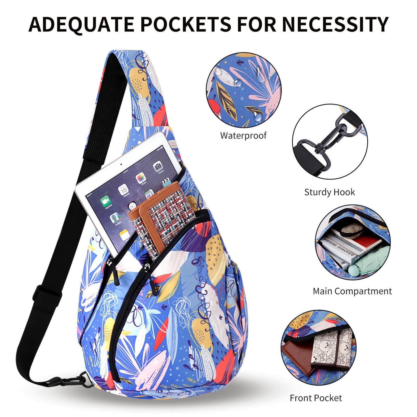KAWELL Sling Backpack - Unisex Messenger Bag Crossbody Backpack Travel Multipurpose Daypacks for Men Women Lady