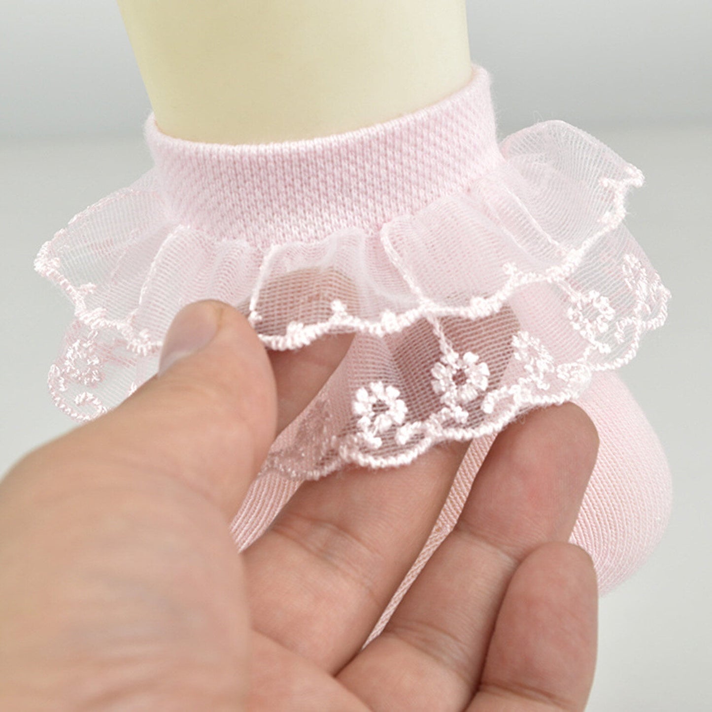KAWELL 5 Pairs Toddler Baby Girls Ruffle Lace Socks Cotton Frilly Ankle Soft Dress children Princess Socks 2-15T