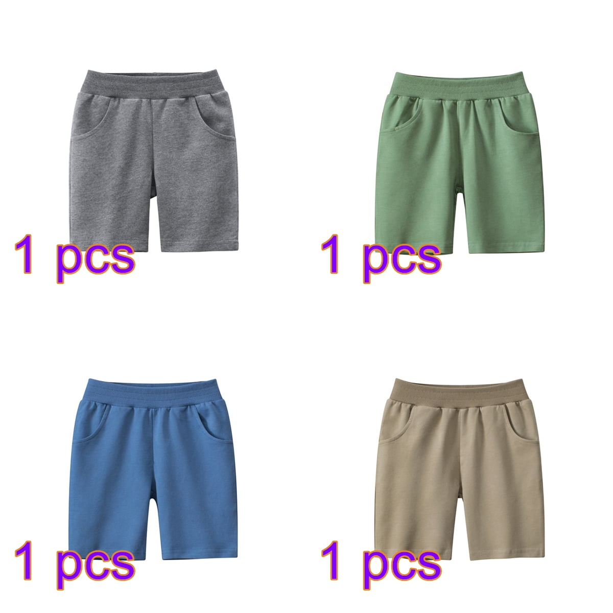 Toddler Boys 4 Pack Cotton Sport Jogger Shorts,Kids Summer Solid Active Short Pants with Pocket