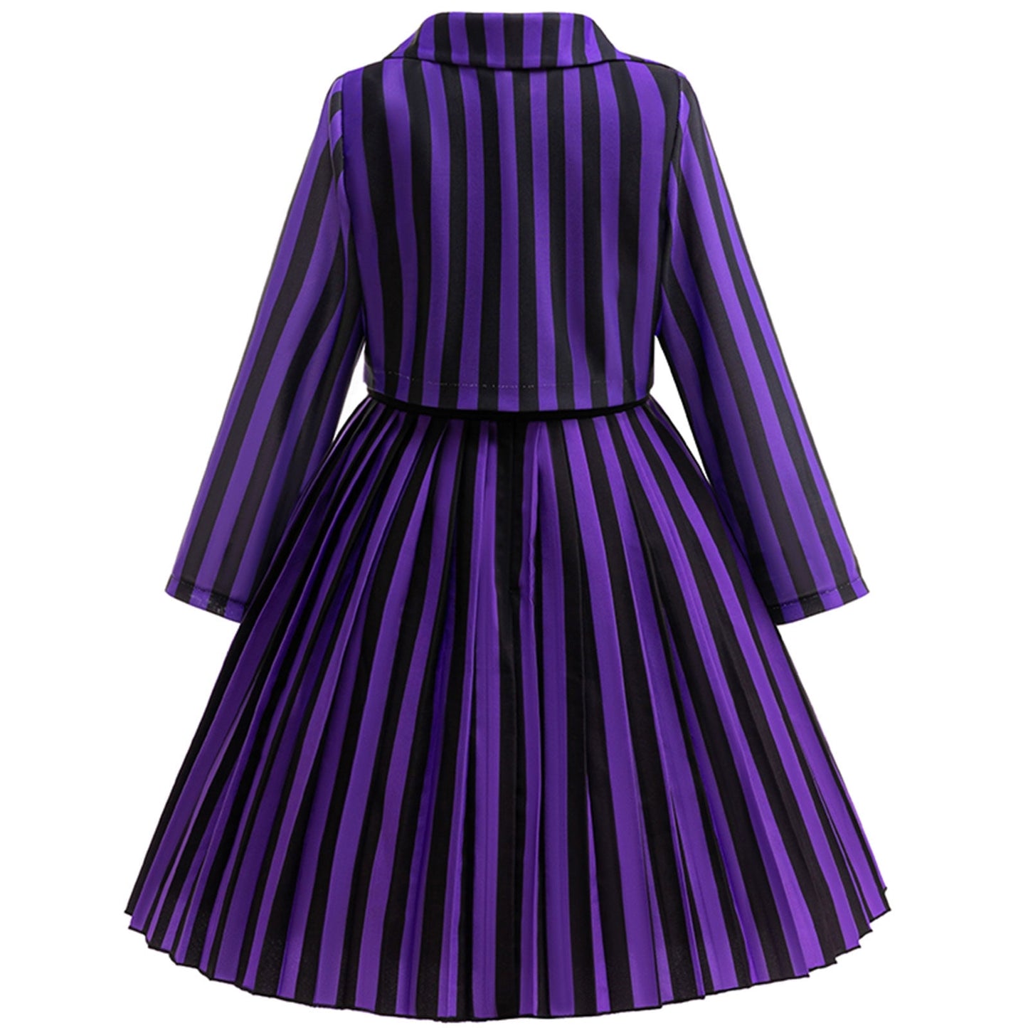 KAWELL Enid Costume for Girls, Addams Academy Uniform Outfits Cosplay with Pink Blue Wig, Pleated Dress Girl's Stripes Suits Sets for Halloween
