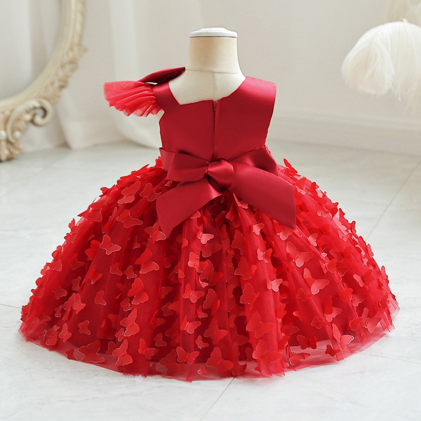 LOEL Toddler Baby Girls Butterfly Dress Flower Girl Sleeveless Princess Dresses Party Wedding Gown