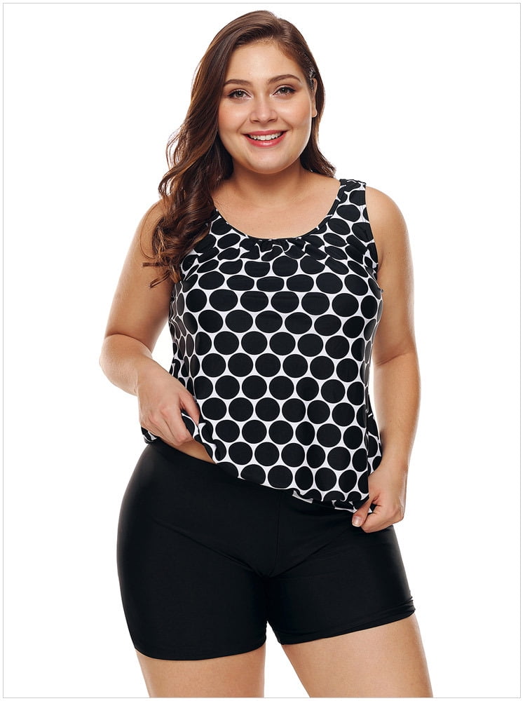 Women's Plus Size Swimwear Tankini Swimdress Two Piece Bathing Suit Tummy Control Swimsuit,Light Blue