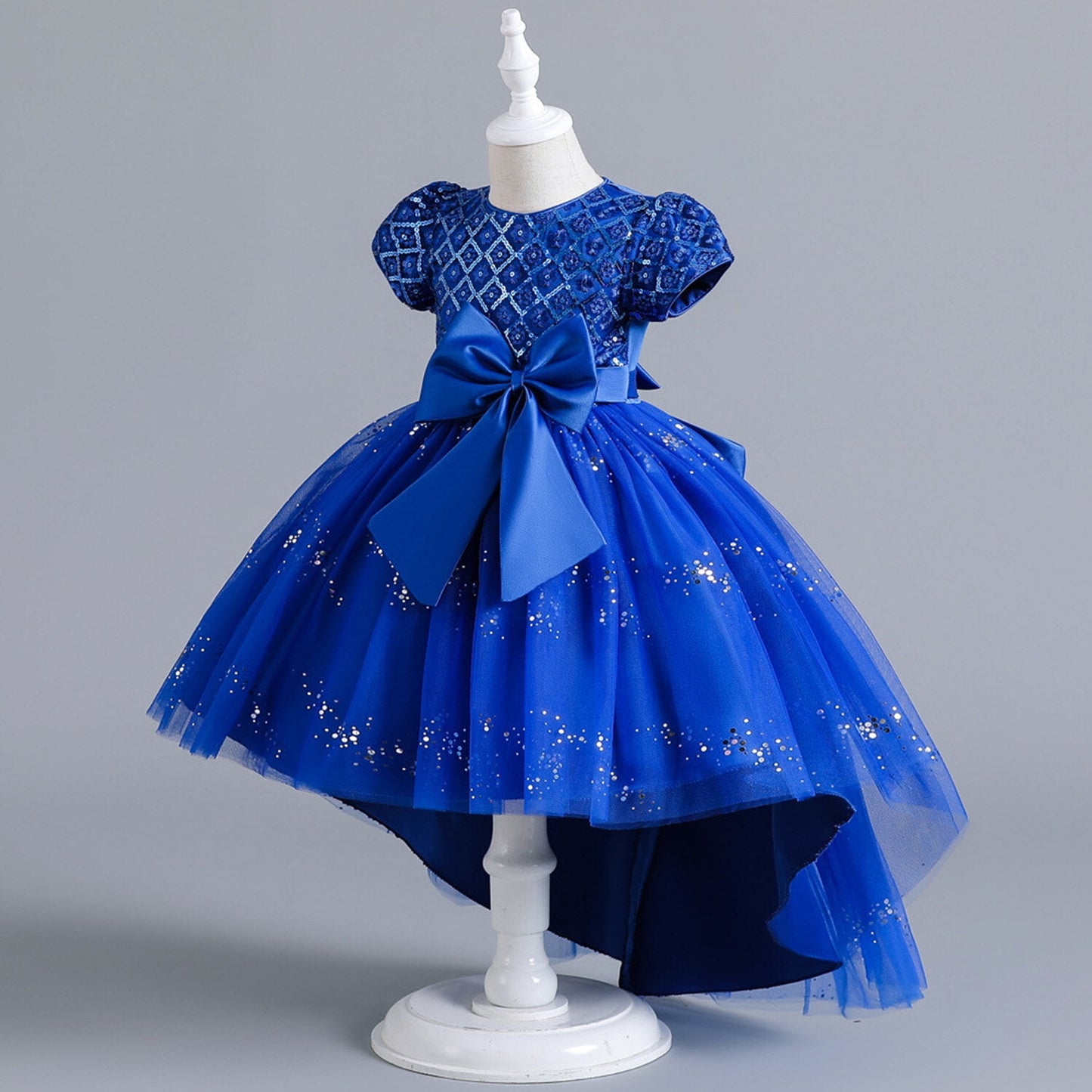 Phenas Flower Girl Lace Bridesmaid Dress High-Low Kids Wedding Party Birthday Sequin Tulle Dresses