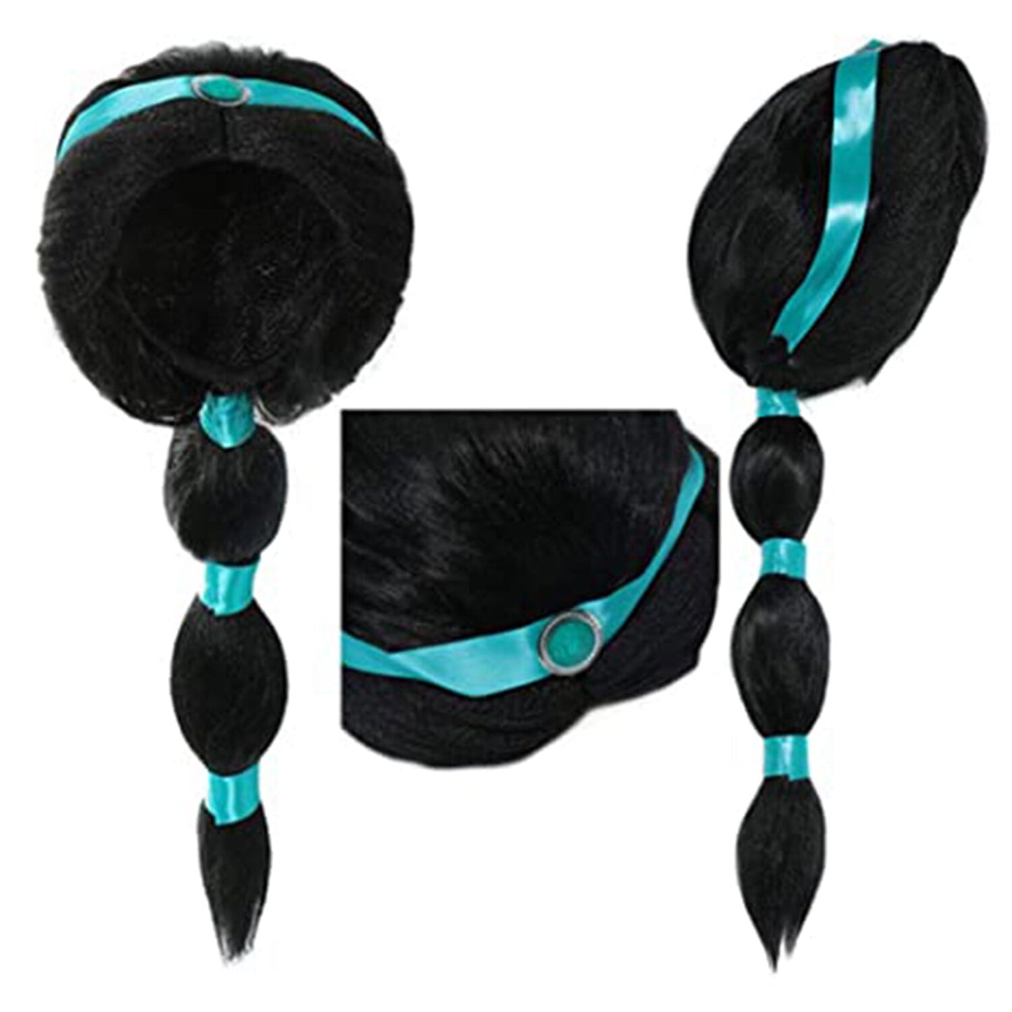 Phenas Arabian Princess Wig for Girls Jasmine Braid with Princess Tiara Princess Dress Up Costume Cosplay Halloween Accessories for Kids