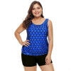 Women's Plus Size Swimwear Tankini Swimdress Two Piece Bathing Suit Tummy Control Swimsuit,Light Blue
