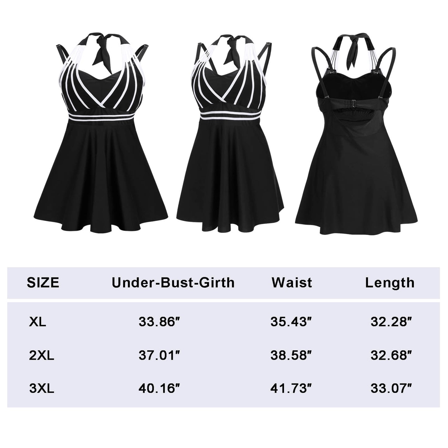 Womens Halter Swimdress Plus Size Two Piece Swimsuit Tankini Set