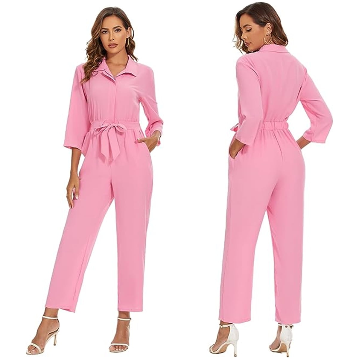 KAWELL Pink Power Jumpsuit Costume for Women - Pink Cowgirl Halloween Cosplay Outfit, 2025 Movie Dress Up Party