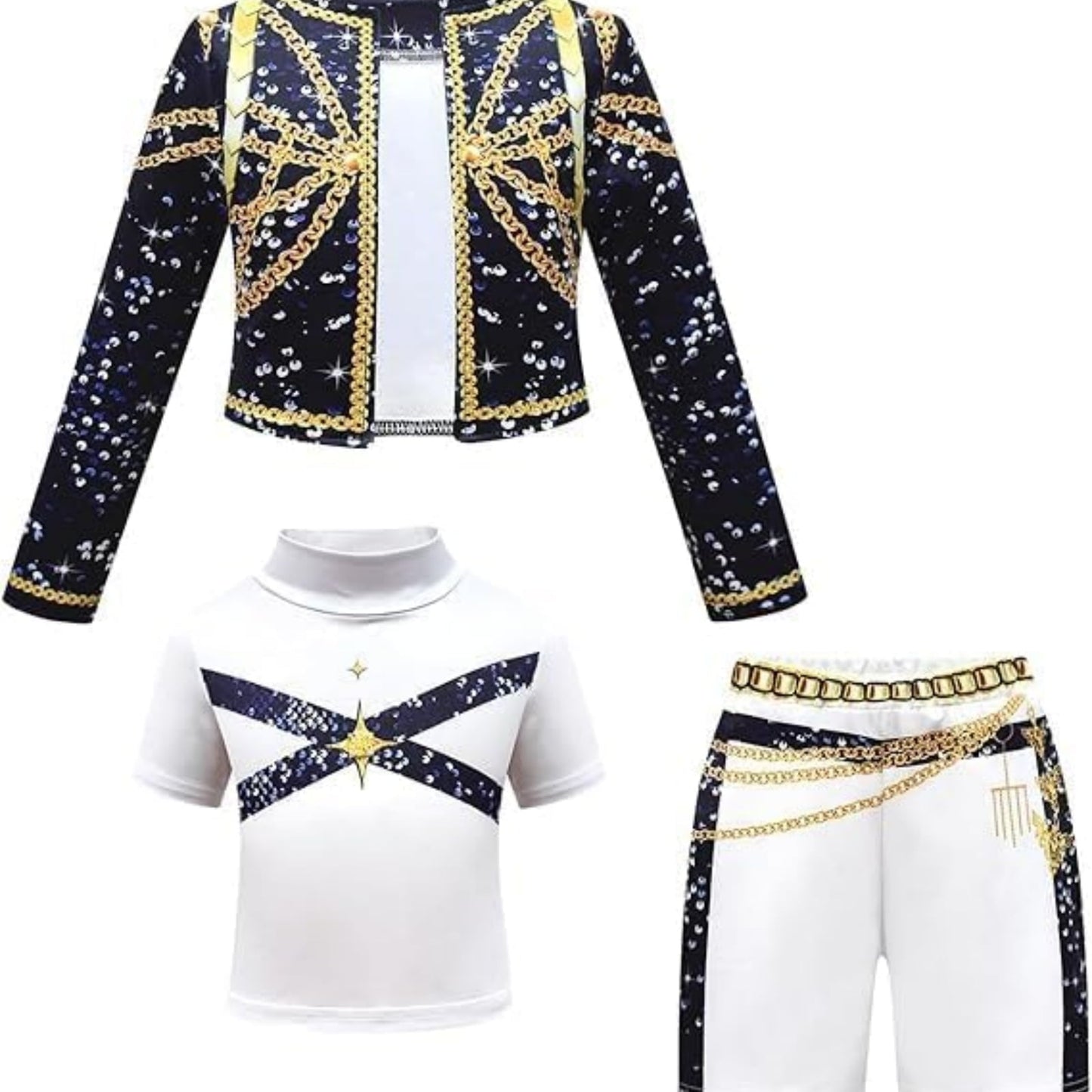 KAWELL Girls Pop Singer Costumes 3-14 Years, Toddler Halloween Cosplay Costume Kids Dance Stage Outfit Set