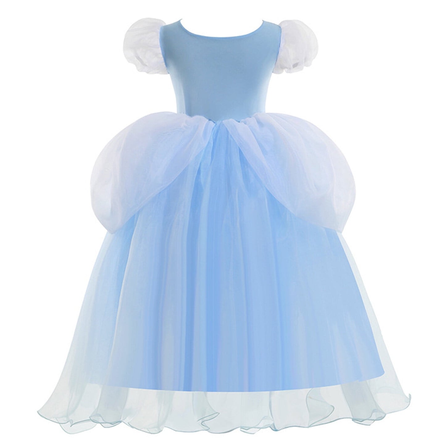 HAWEE Princess Blue Dress for Girls Puffy Sleeve Princess Costume Halloween Cosplay Party Fancy Dress(2-12Y)