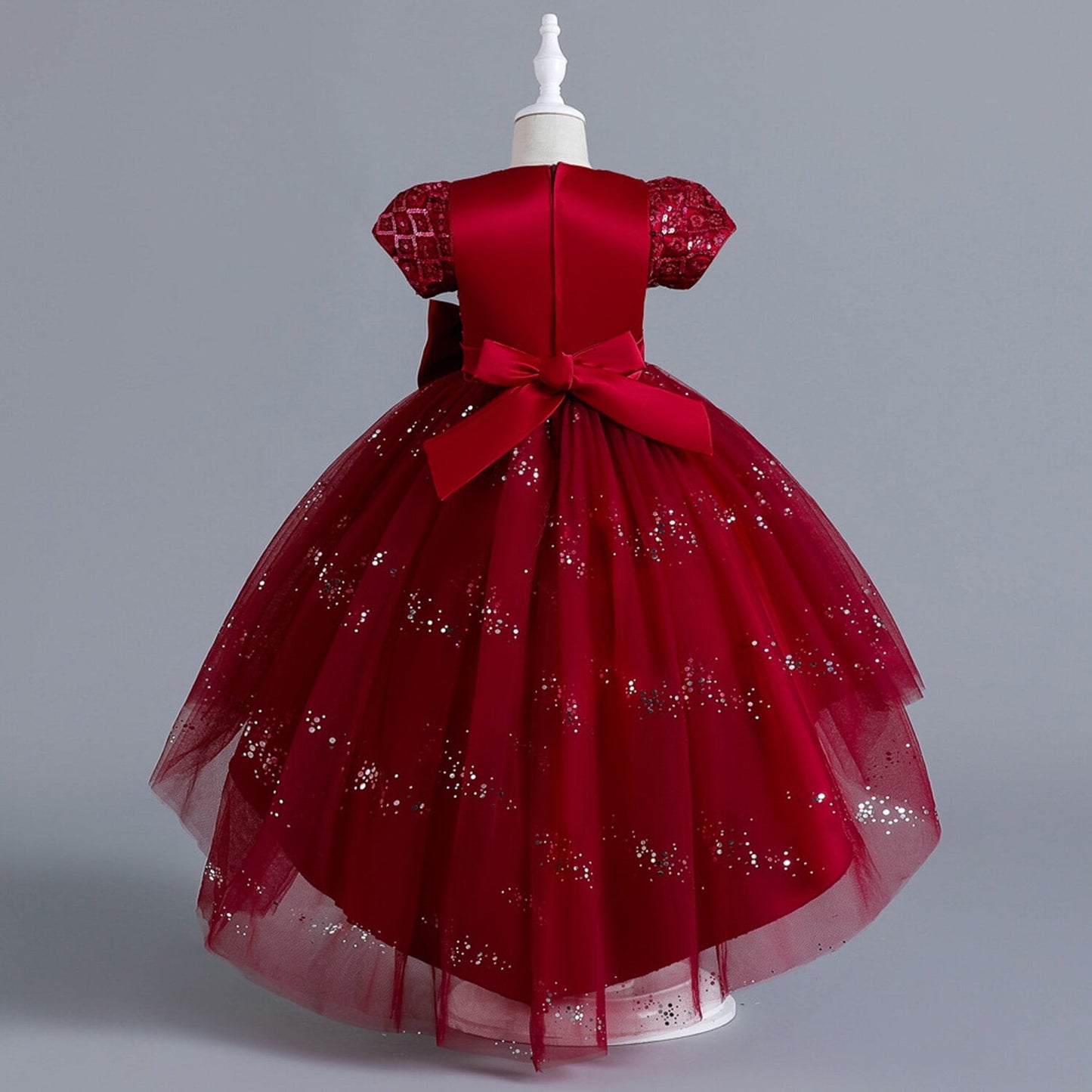 Phenas Flower Girl Lace Bridesmaid Dress High-Low Kids Wedding Party Birthday Sequin Tulle Dresses