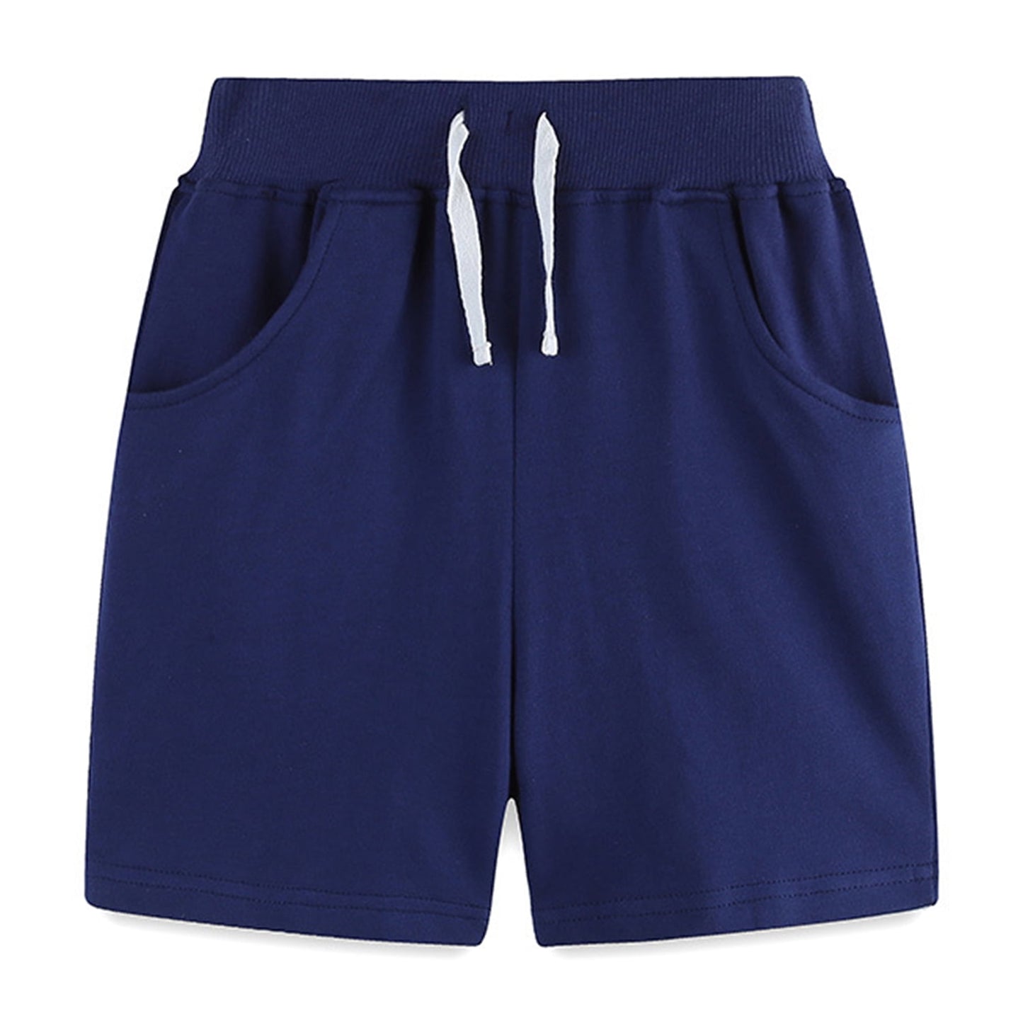 Phenas Toddler Kid Boy Summer 4 Pack Solid Cotton Shorts with Drawstring Pull On Active Jogger Shorts for Boys