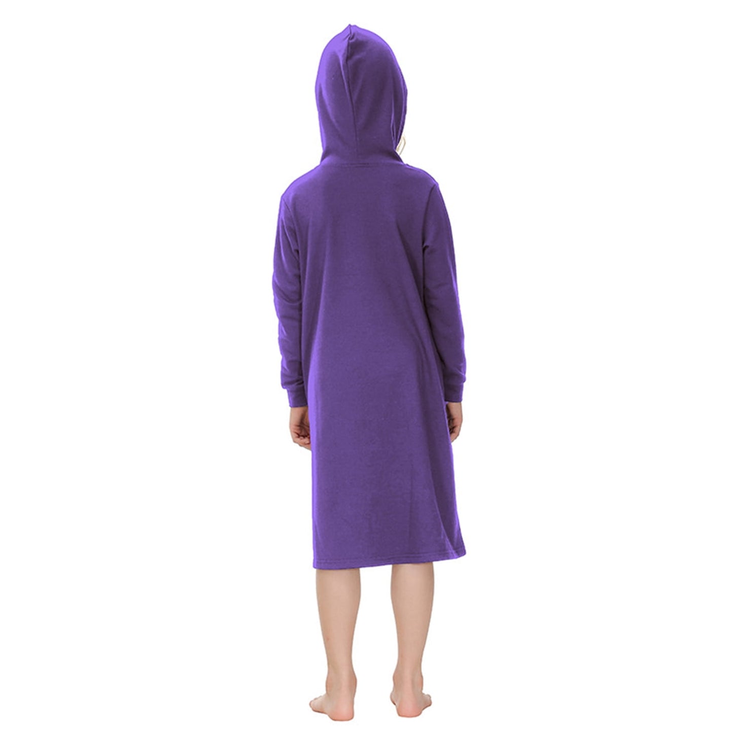Girls Zipper Front Robes Long Sleeve Hooded Housecoat Long Housedress Loose Bathrobes Comfy Pajama Sleepwear