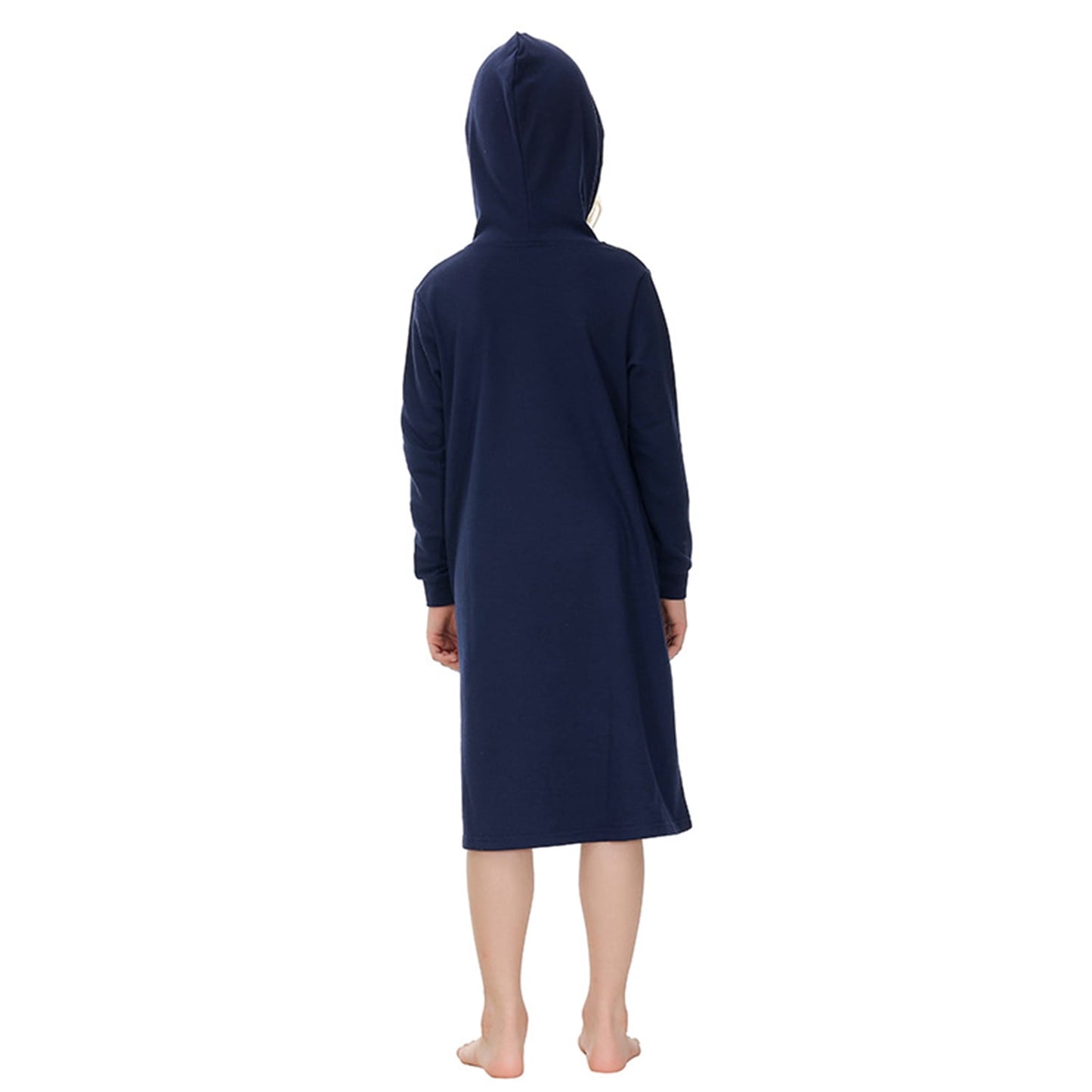 Girls Zipper Front Robes Long Sleeve Hooded Housecoat Long Housedress Loose Bathrobes Comfy Pajama Sleepwear