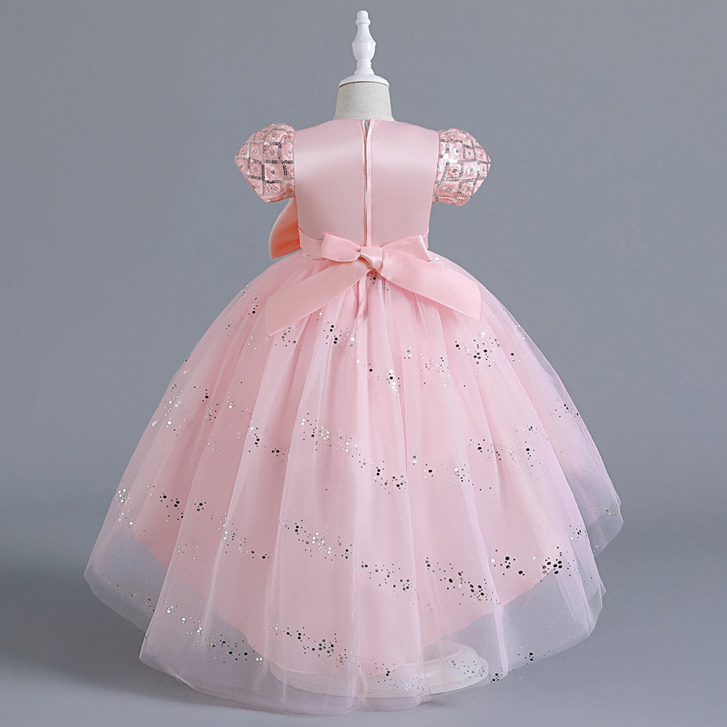 Phenas Flower Girl Lace Bridesmaid Dress High-Low Kids Wedding Party Birthday Sequin Tulle Dresses