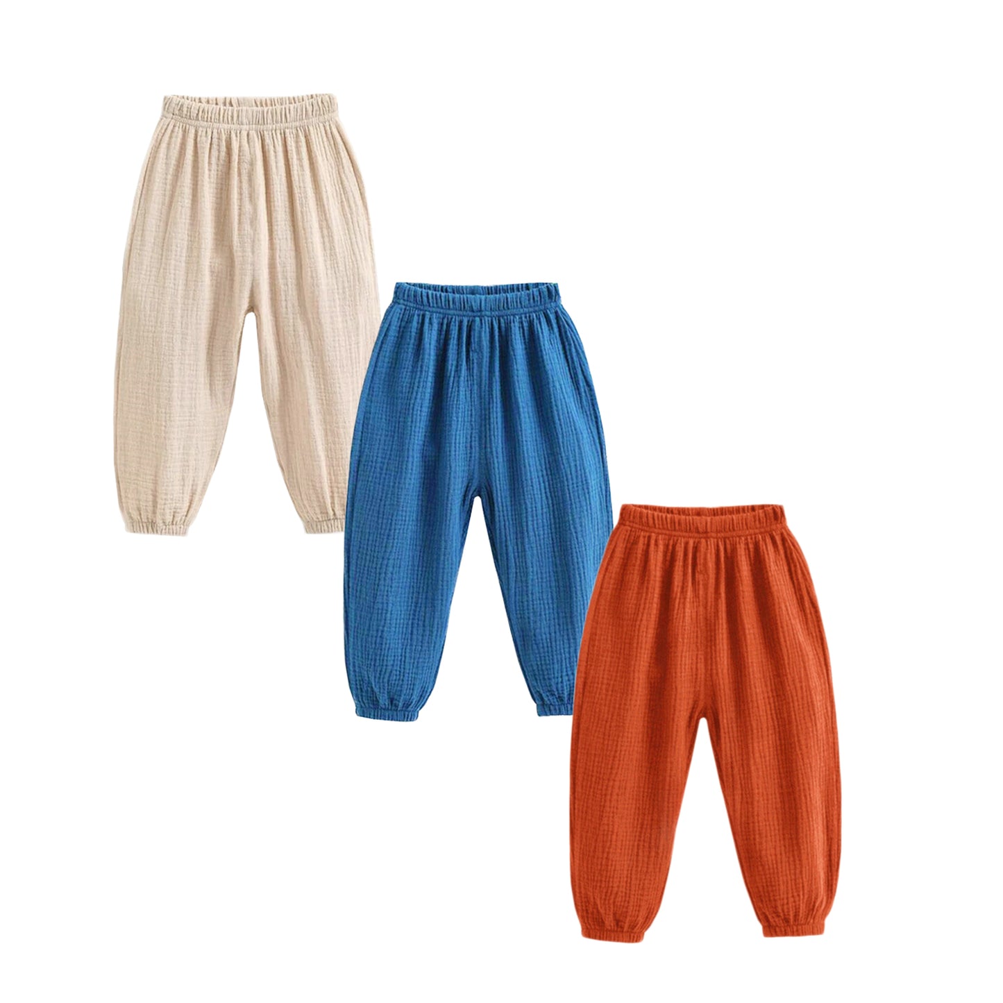 HuaAngel Boys Girls Pants Cotton Gauze Soft Breathable Beach Travel Trousers 3 Packs Size 2-7