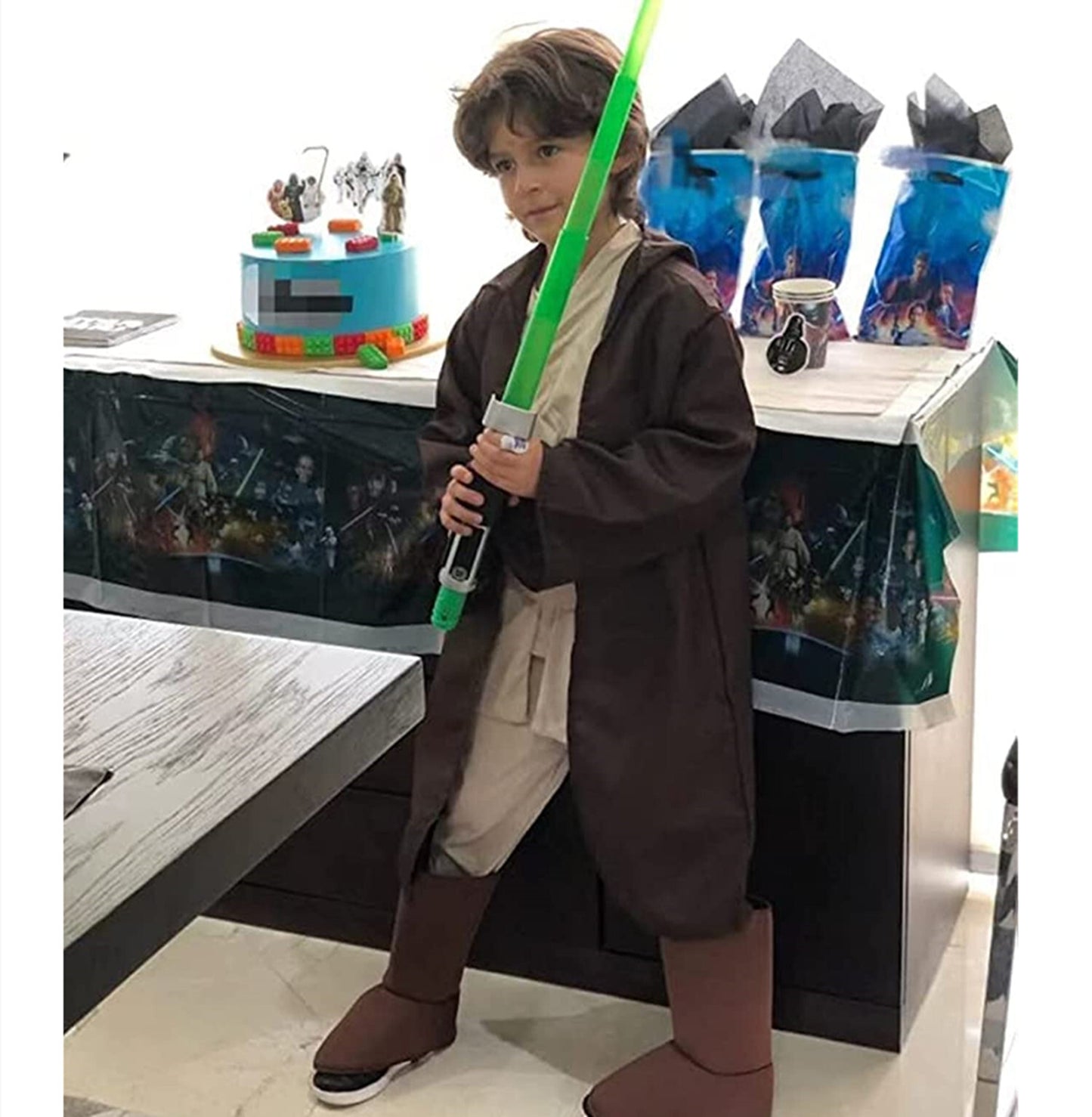 Phenas Knight Costume for Kids Halloween Cosplay Tunic Hooded Cape Sci-fi Film Classic Robe Outfit 3-14 Years