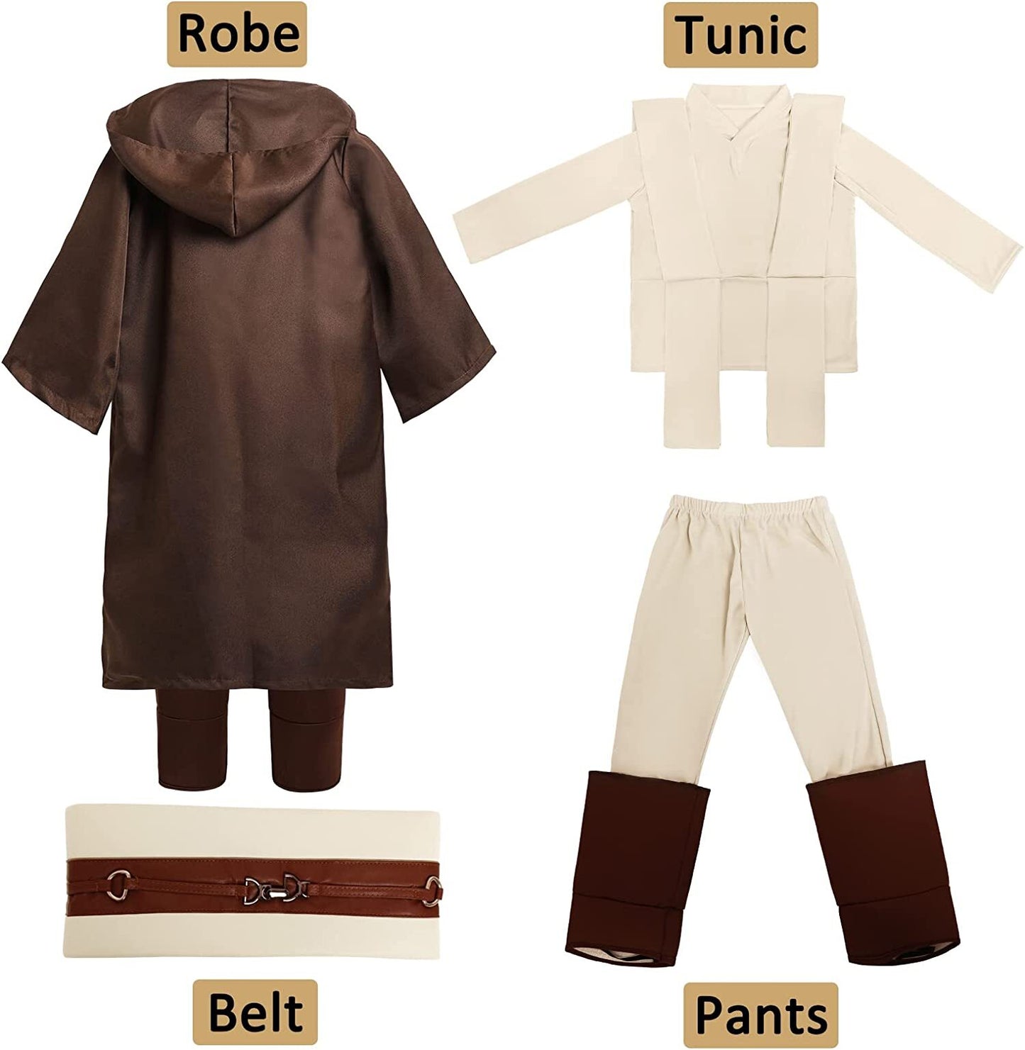 Phenas Knight Costume for Kids Halloween Cosplay Tunic Hooded Cape Sci-fi Film Classic Robe Outfit 3-14 Years