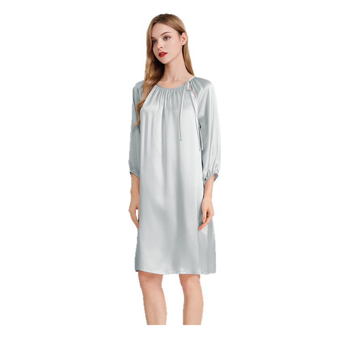 100% Mulberry Silk French Doll Dress Nightgown for Women - Loose-Fit Sleep Dress - main image