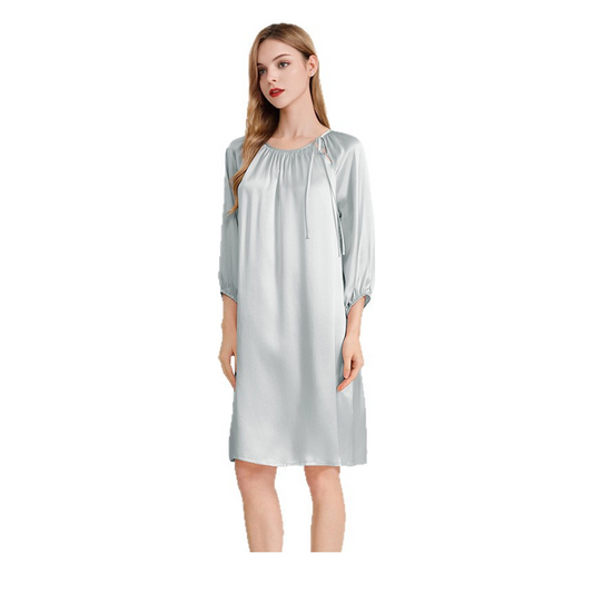 100% Mulberry Silk French Doll Dress Nightgown for Women - Loose-Fit Sleep Dress - main image